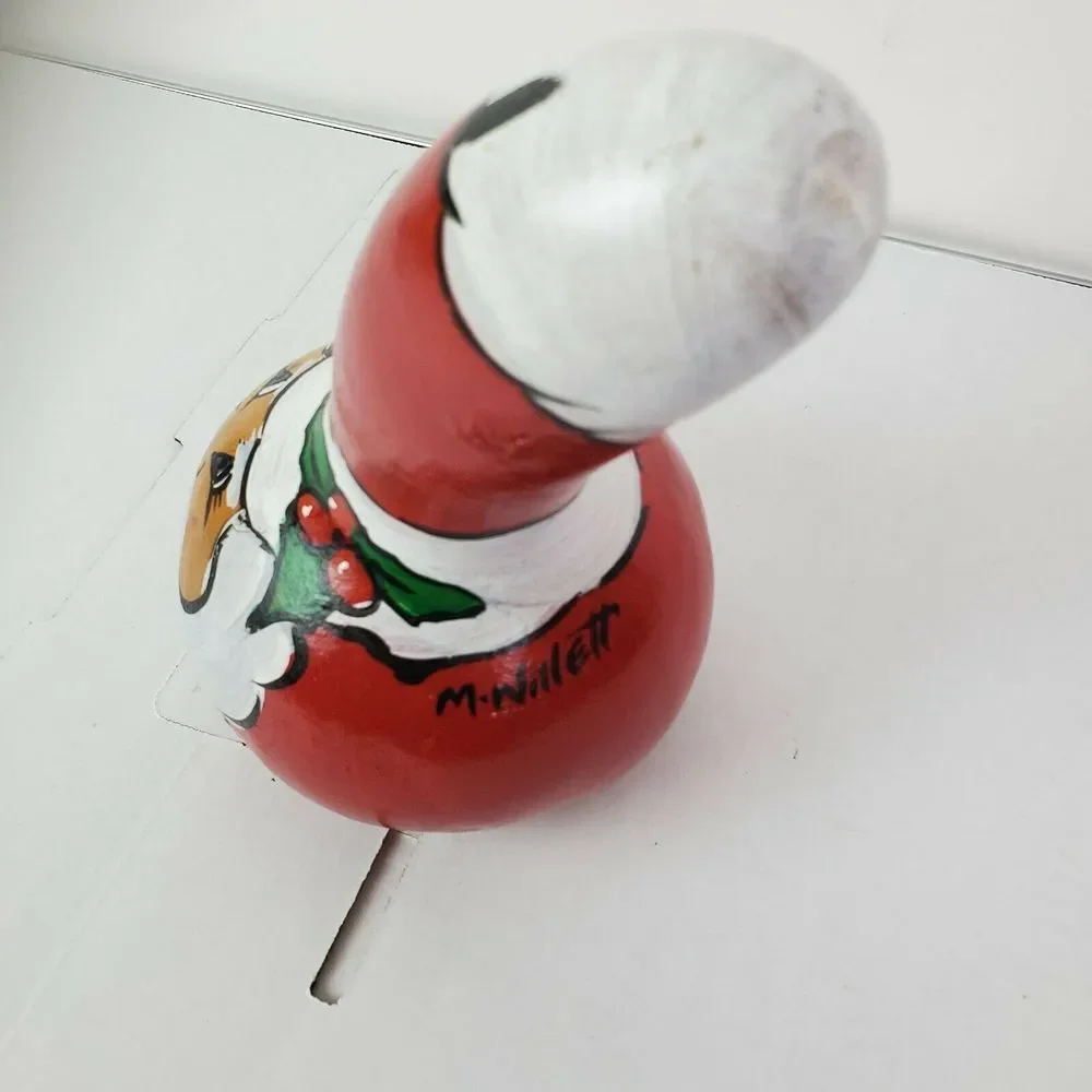 Hand Painted Red Santa Claus Gourd 10